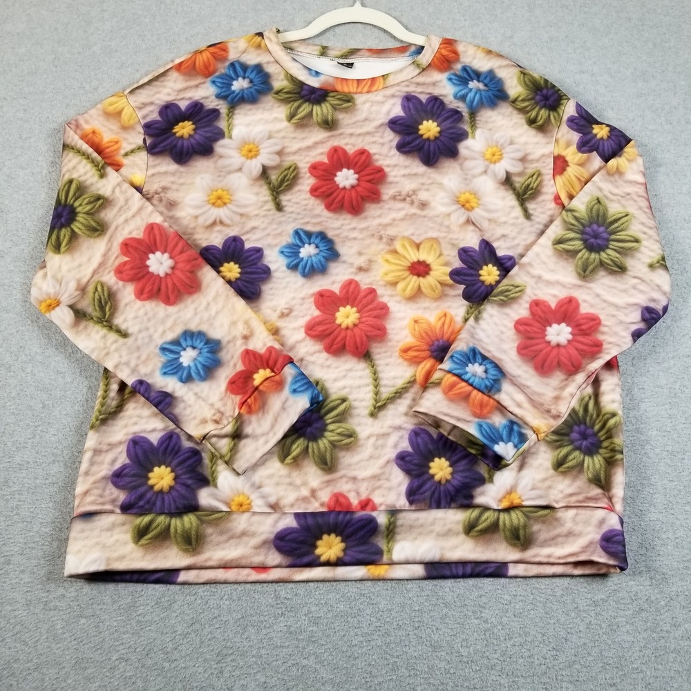 Unbranded‎ Sweatshirt Womens M Medium Floral Print Long Sleeve Fleece Lined Cozy